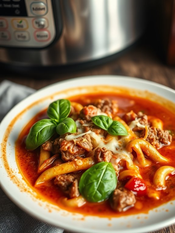 hearty meat lasagna soup