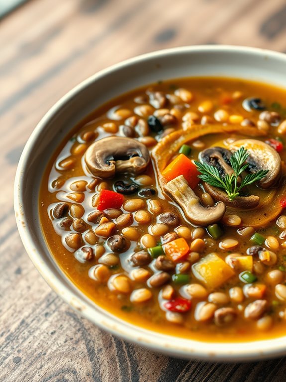 hearty mushroom lentil soup