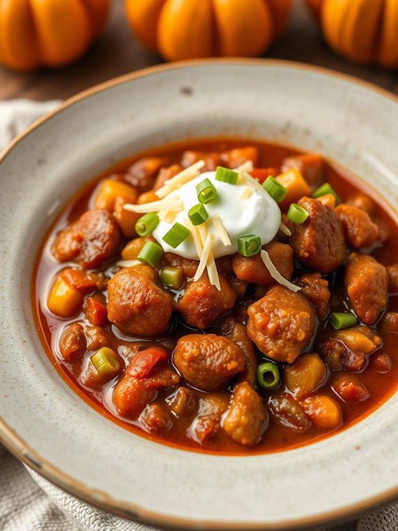 hearty pumpkin sausage chili