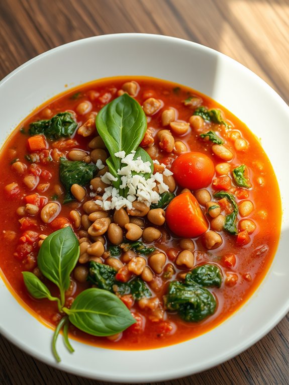 hearty spinach lentil soup