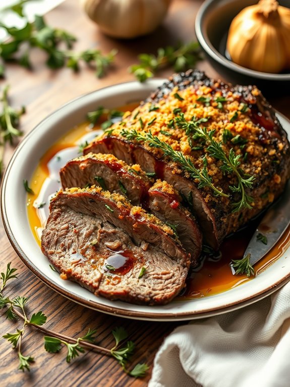 herb crusted garlic brisket