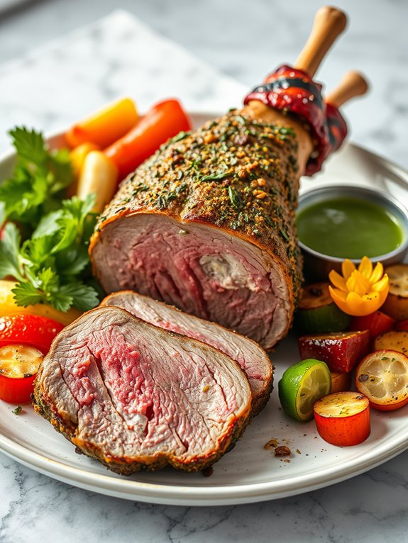 herb crusted grilled lamb leg