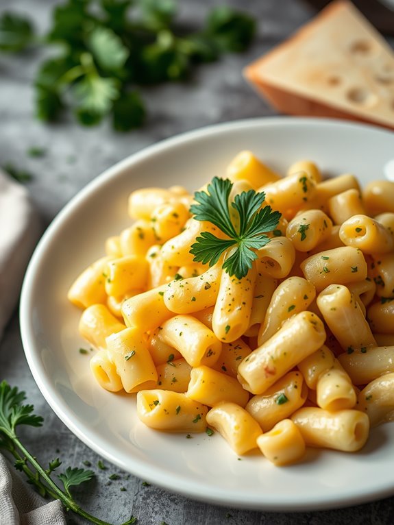 herb infused cheesy pasta dish