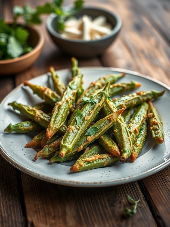 herb infused crispy okra dish