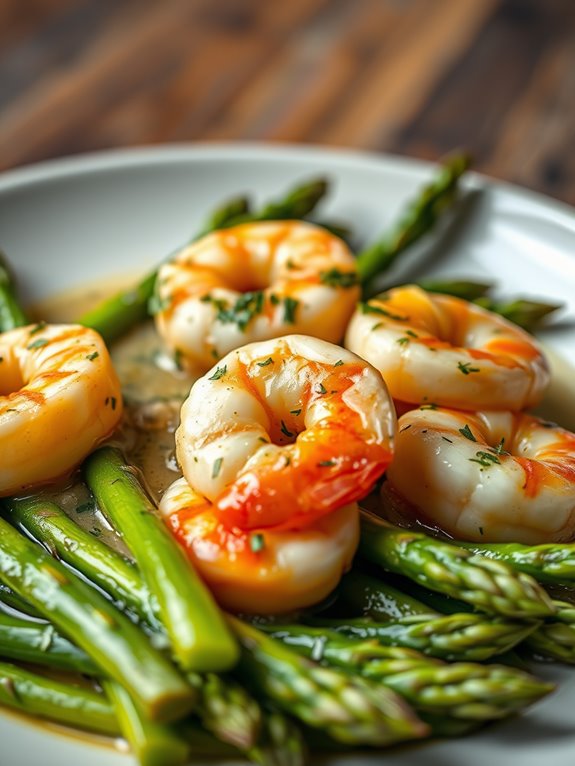 herb infused shrimp and asparagus