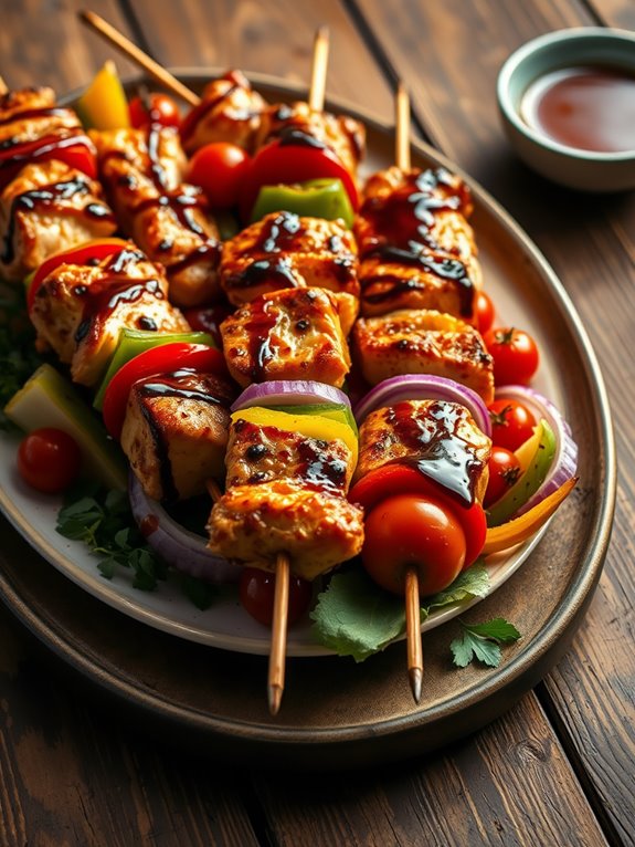 honey balsamic chicken skewers grilled