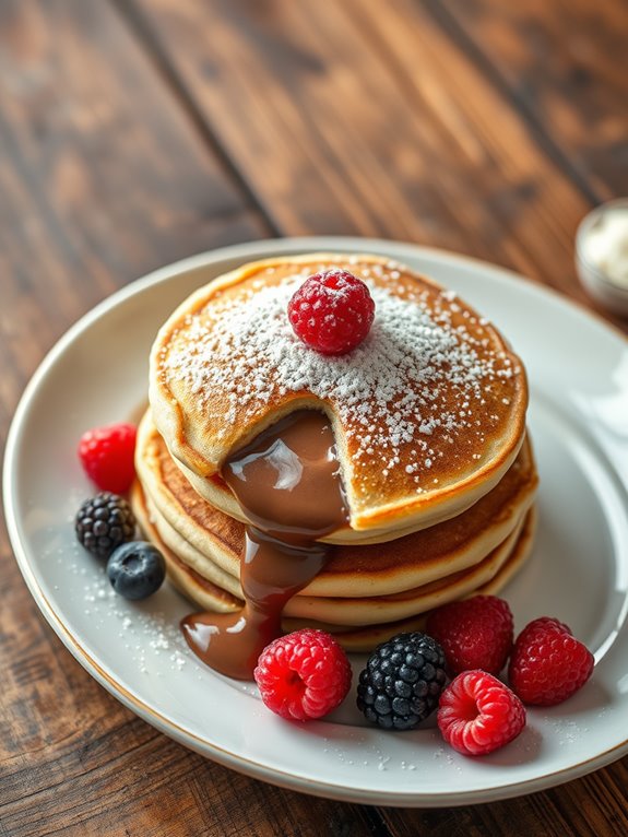 indulgent chocolate filled pancakes