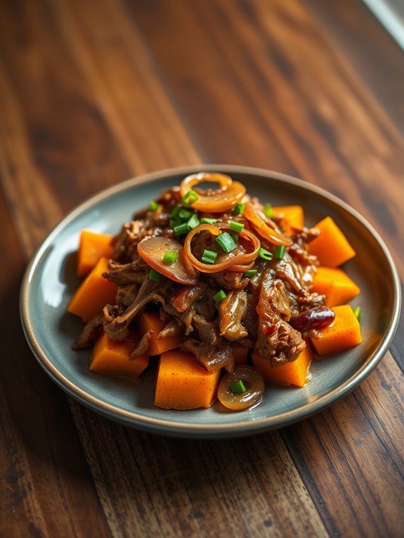 jerk chicken with sweet potatoes