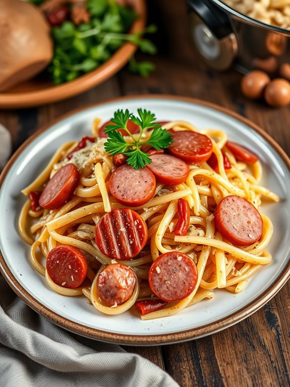 kielbasa sauerkraut pasta dish