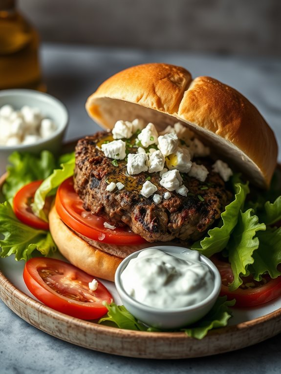 lamb burger with feta