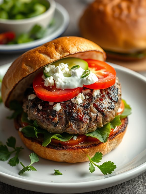 lamb burger with mediterranean flavors