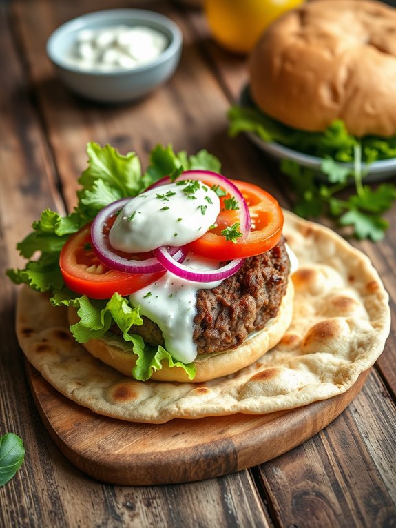 lamb burger with tzatziki