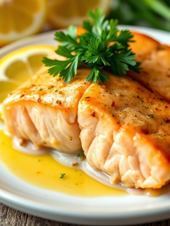 lemon flavored buttery salmon dish