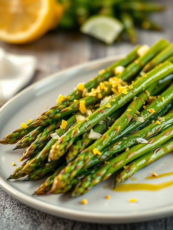 lemon garlic flavored asparagus