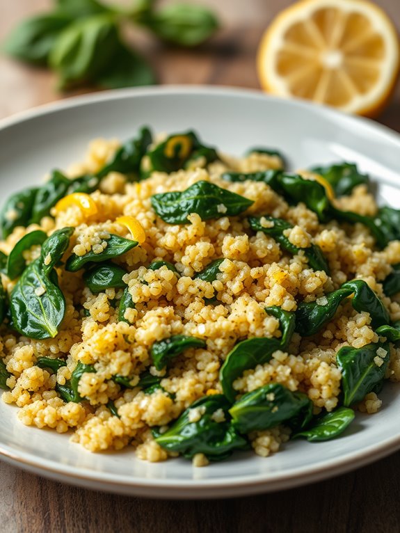 lemon garlic spinach quinoa