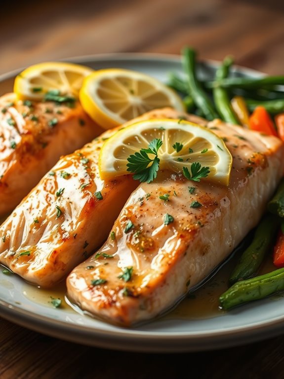 lemon infused garlic salmon dish