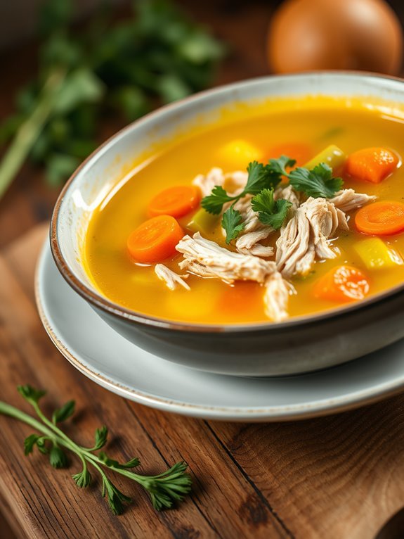 lemon infused herbal chicken soup