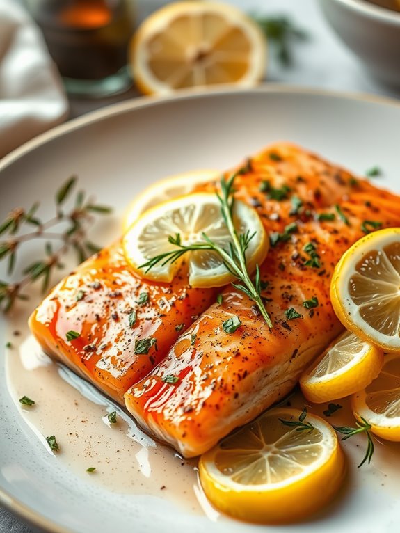 lemon infused salmon with herbs