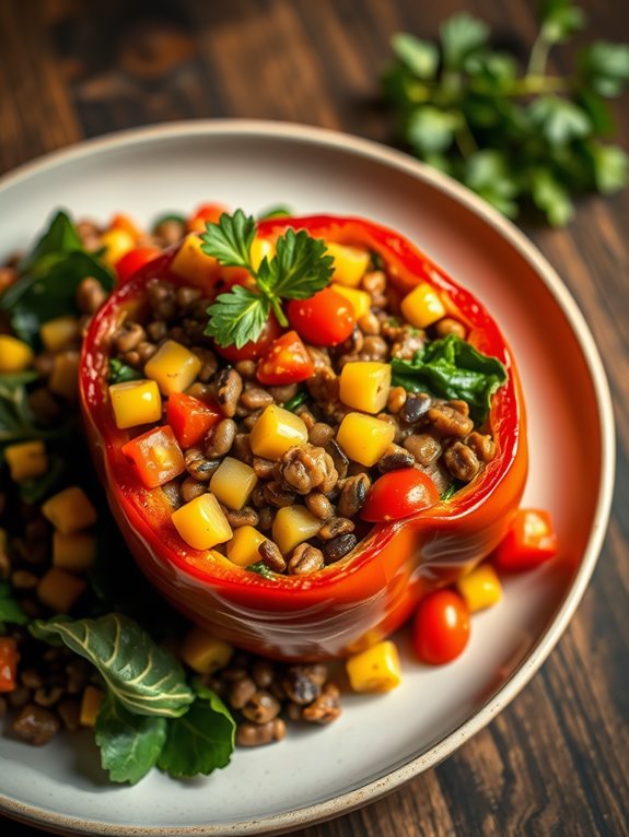 lentil filled pepper bowl