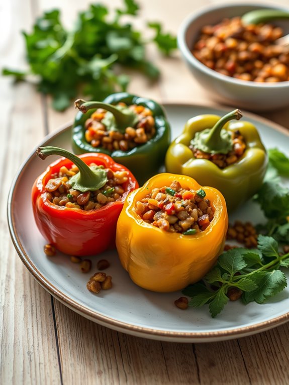 lentil filled vegetarian peppers