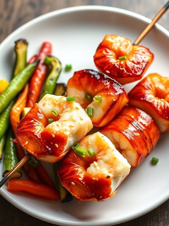 lobster tail skewers glazed