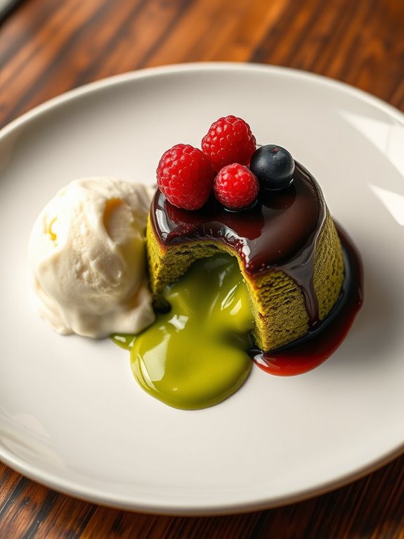 matcha infused chocolate dessert