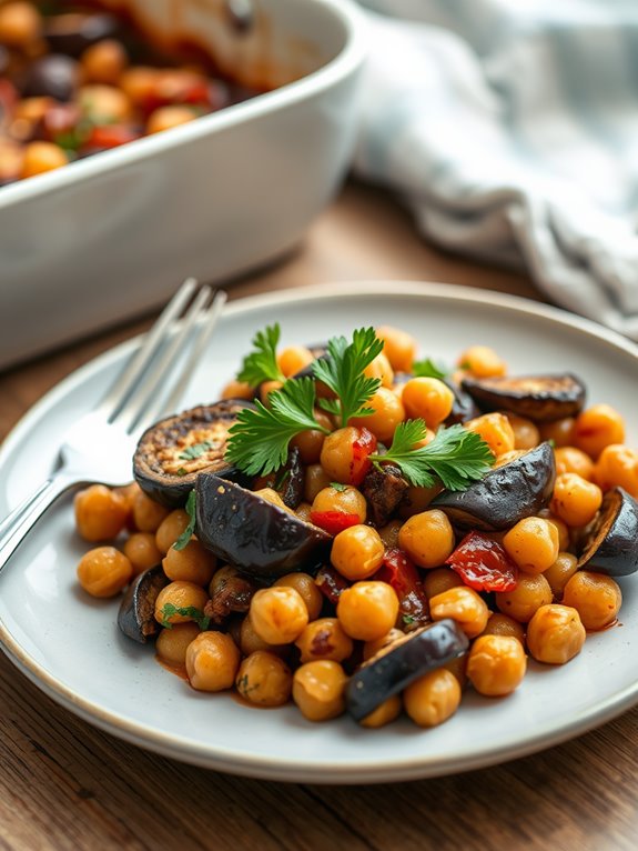 mediterranean eggplant chickpea bake