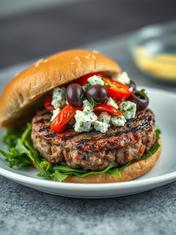 mediterranean inspired blue cheese burger