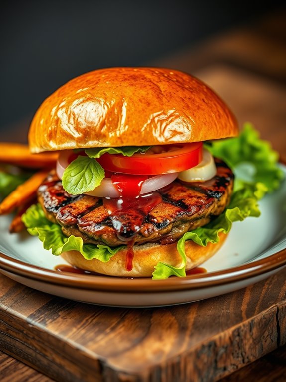 miso glazed mushroom burger