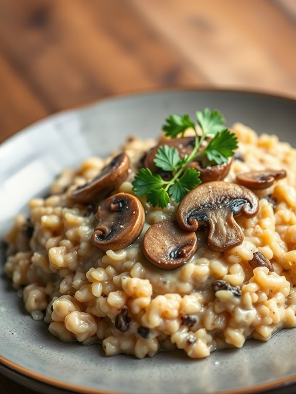 mushroom flavored creamy rice dish