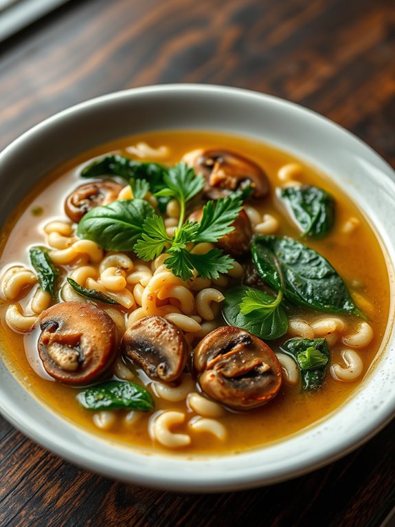 mushroom infused pasta soup