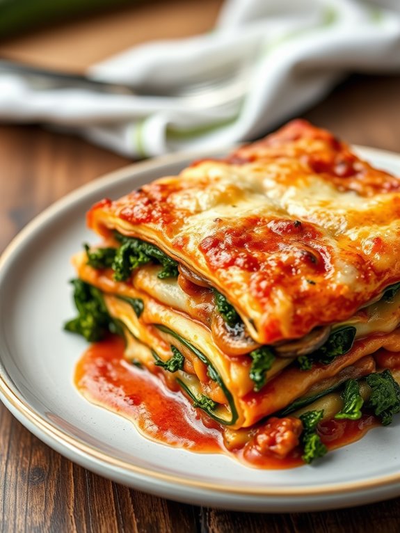 mushroom kale zucchini lasagna