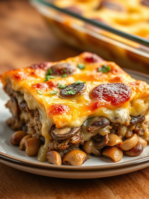 mushroom swiss burger casserole