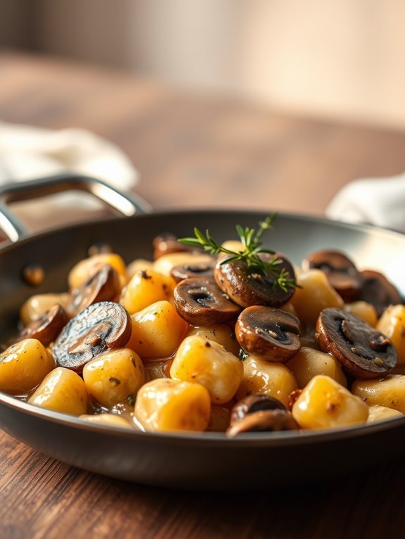 mushroom thyme gnocchi skillet