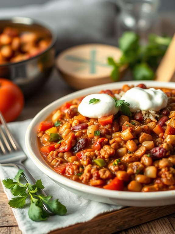 nutritious chili with farro