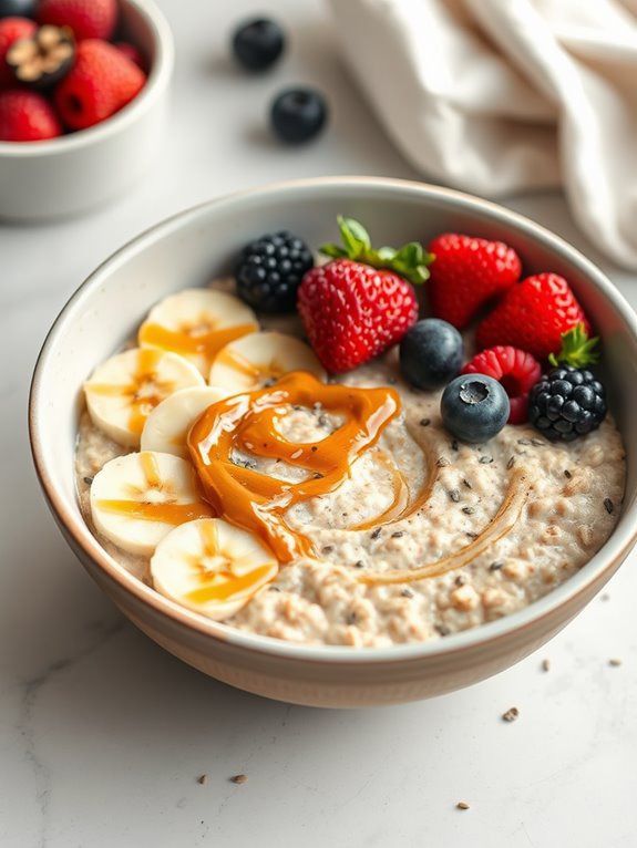 nutty oatmeal breakfast bowl