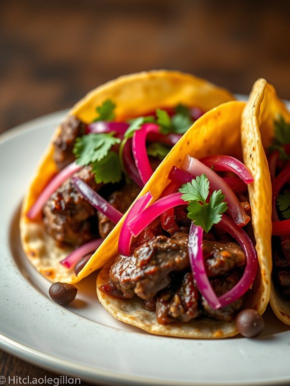 oxtail tacos with onions