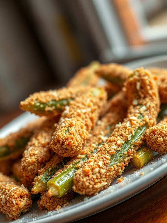 parmesan coated crispy okra