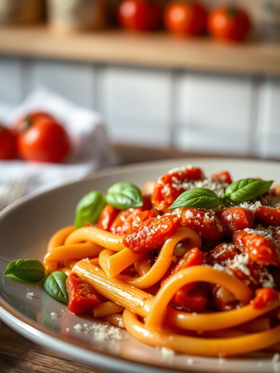 penne pasta with basil sauce