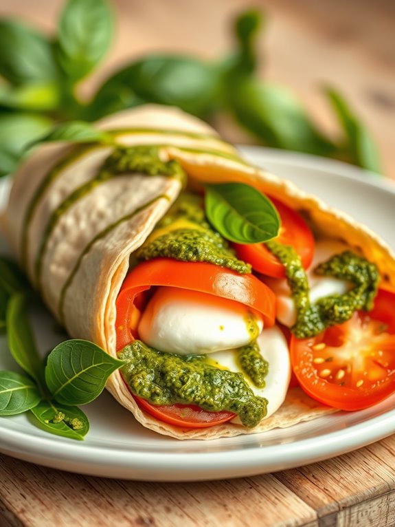 pesto filled caprese wrap