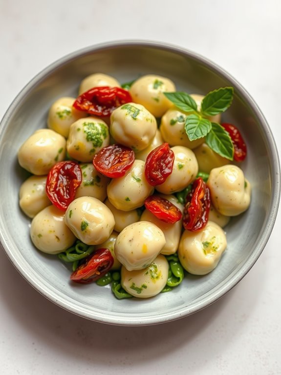 pesto gnocchi with tomatoes