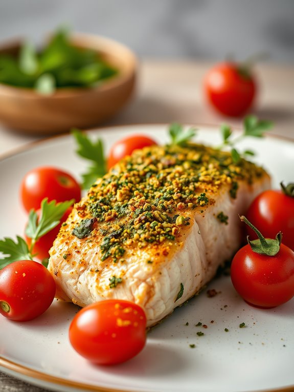 pesto salmon with tomatoes