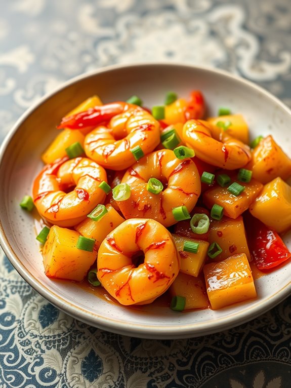 pineapple flavored shrimp dish