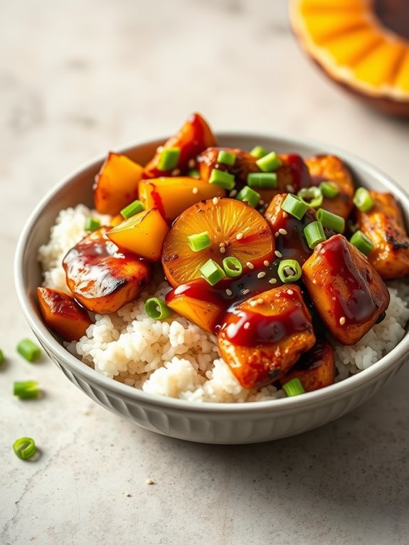 pineapple infused bbq chicken bowl