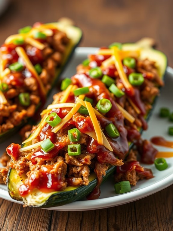 pulled pork stuffed zucchini