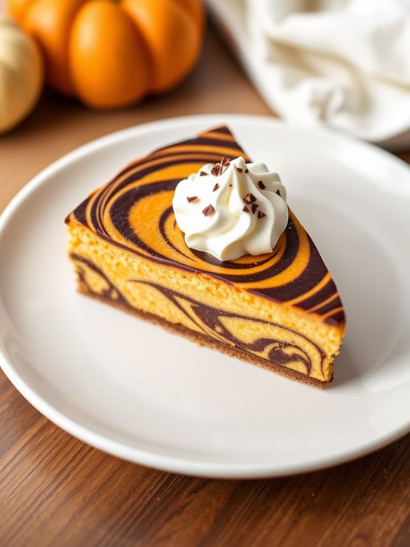 pumpkin cheesecake with chocolate swirl