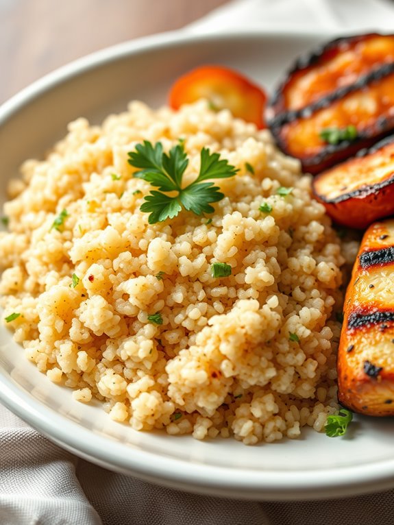 quinoa served as accompaniment