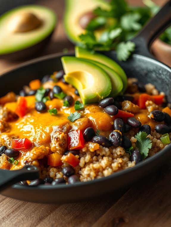 quinoa vegetarian enchilada skillet