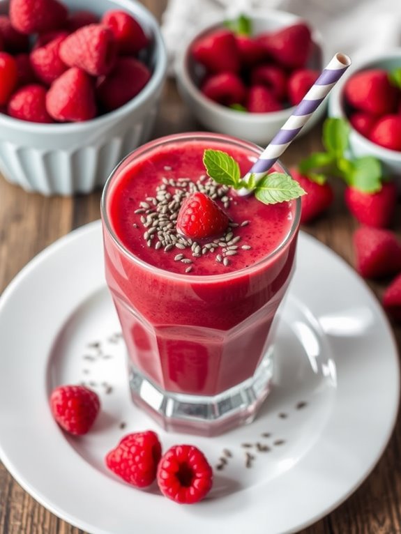 raspberry chia protein smoothie