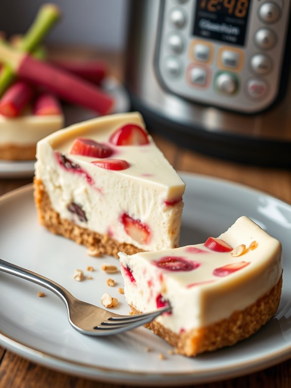 rhubarb cheesecake with almond crust